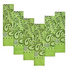6-Pack Lime Green Bandana Gift Set for Men and Women - 100 Cotton 22x22 In P...
