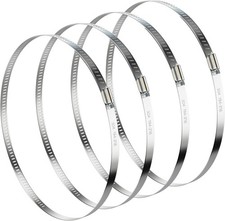 8 Inch Hose Clamp Adjustable 304 Stainless Steel Duct Clamp 4 Pack Worm