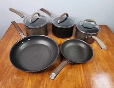 Circulon Premier Hard-Anodized Nonstick 8 Pc Set Saucepan Skillet Fry Pan Lids