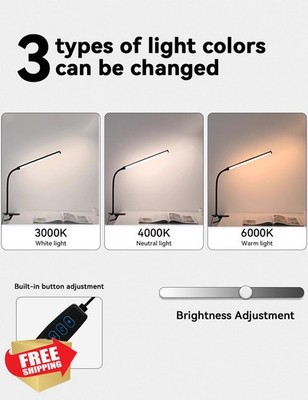 Buroraix 2 Pack LED Desk Lamp Clamp Flexible Goose-Neck USB Study Light