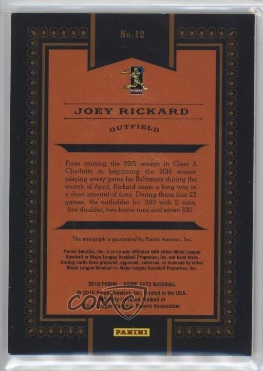 2016 Panini Prime Cuts Rookie Auto I Bronze /49 Joey Rickard #12 Rookie Auto RC - Image 2 of 2