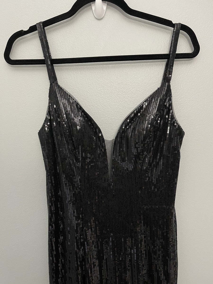 basix black label sequin dress Basix Black Label Sequined Evening Gown With Velvet Top - Black multi