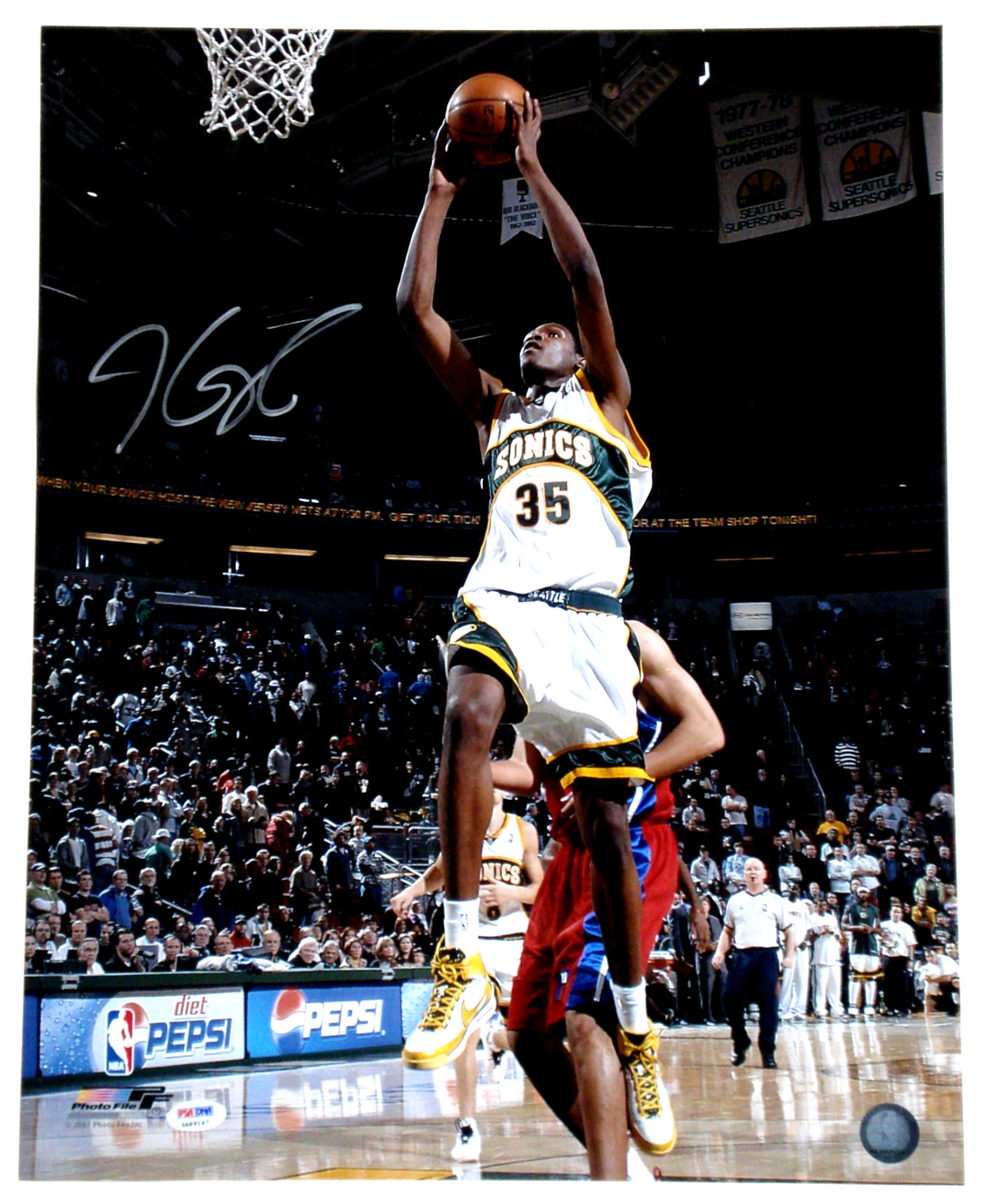 KEVIN DURANT PSA/DNA SIGNED 16X20 PHOTOGRAPH AUTOGRAPH SUPERSONICS BASKETBALL