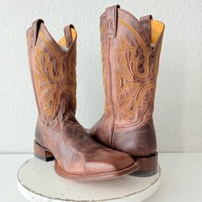 Rod Patrick Mens Cowboy Boots Cognac Leather Western Square Toe Size 14.5AA