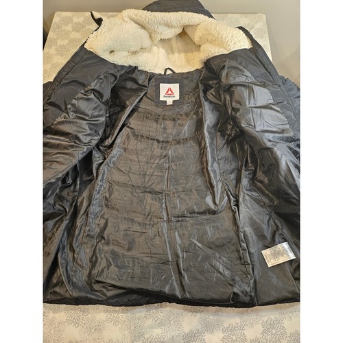 Reebok Puffer Coat Sherpa Lined Hooded Winter Jacket Black 1X - Picture 5 of 8