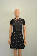 Valentino Black/Pink Short Sleeve Flower Print/Detachable Collar Dress Size XS