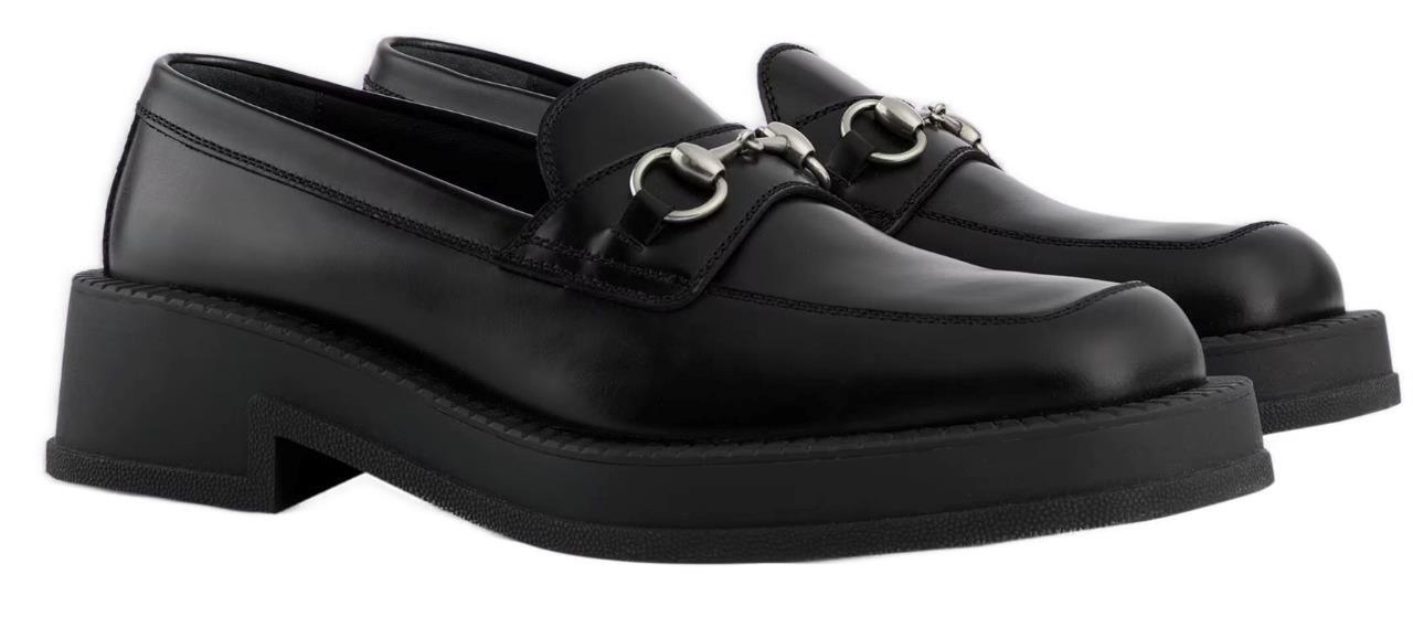 SAOLA NUOVE SCARPE MOCASSINI DA UOMO GUCCI ATTUALI DETTAGLIO CAVALLO IN PELLE NERA 8 US 8 5