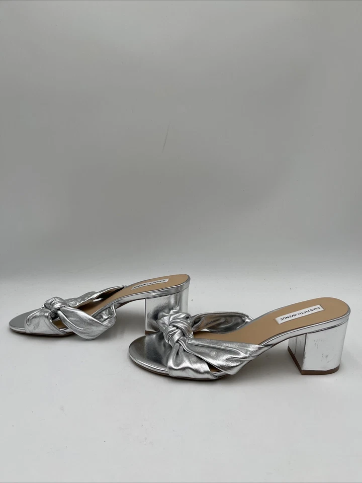 Sandalias Saks Fifth Avenue Victoria Cuero Anudado Naranja Talla 7M/37 Foto 3 de 4