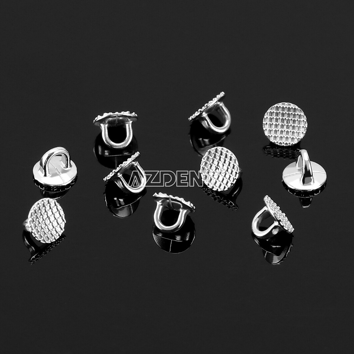 50 Boutons Linguales Orthodontie - Base Ronde Adhésive - Métal - Pour Dentiste/labo