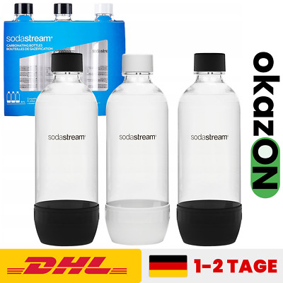 NEU Sodastream Flasche 1L 3er Set Weiß Schwarz kompatibel mit Jet Terra Spirit