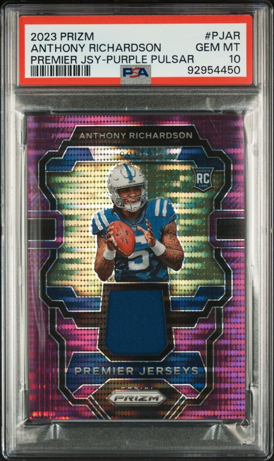 Anthony Richardson Panini Prizm Premier Jerseys #PJAR Purple Pulsar