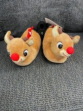 Rudolph Toddler Slippers size 4 Red Nose Reindeer NWT