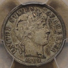 1909-D Barber Dime 10c PCGS Certified XF45
