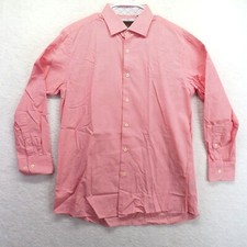 Tattersall London Shirt Mens Size 16 1/2 Pink Check Long Sleeve Button Up