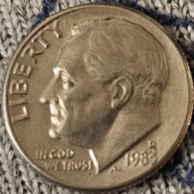 1983年 米国硬貨 Roosevelt Dime 10セント ミントD 1983 Rare D.D Mint Mark Roosevelt Dime, Full Bands, Beautiful Coin