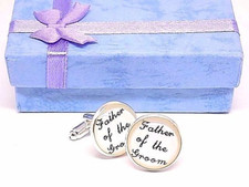 Father of the Groom Wedding Cufflinks Silver Plated Toggles, W/Gift Box 