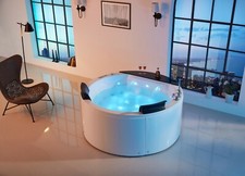 Indoor Freestanding Round Massage Jetted Whirlpool Hydrotherapy Bathtub Soaking 