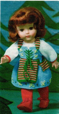 ~ Laminiertes Vintage Strickmuster für Puppenkostüm schwedisches Nationalkleid ~