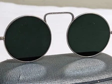 VINTAGE METAL FRAME WELDING GLASSES! ROUND LENSES! CABLE TEMPLES! METAL CASE!