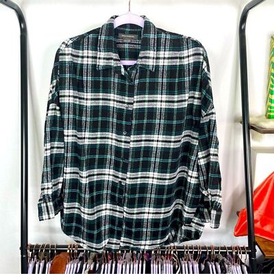 French Connection Black & Blue Plaid Tent Shirt