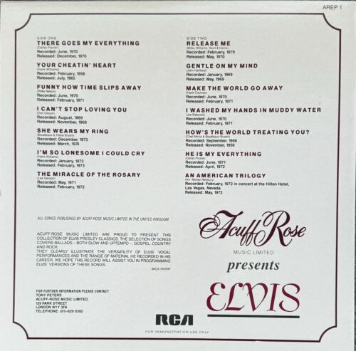 Elvis Presley - Acuff Rose Presents Elvis - RCA Records - UK 1986 - STUNNING - Imagen 2 de 3