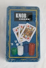 Knob Creek Poker Playing Cards and Large Poker Chips w/ Dice Tin Sealed
