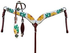 Leather Western Tack Set With Headstall ,Breast Collar and Reins.
