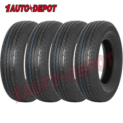 #ad ST205 75R15 Premium Radial Trailer Tires Heavy Duty Load Range E 10 Ply Set Of 4 $289.99