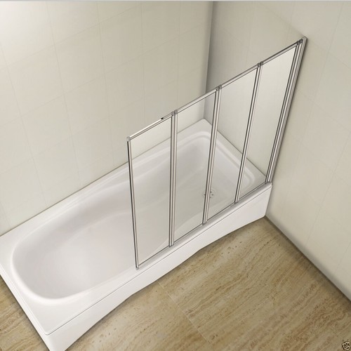 Aica 1000x1400mm 4 Folds Folding Bath Shower Screen Door Panel Over