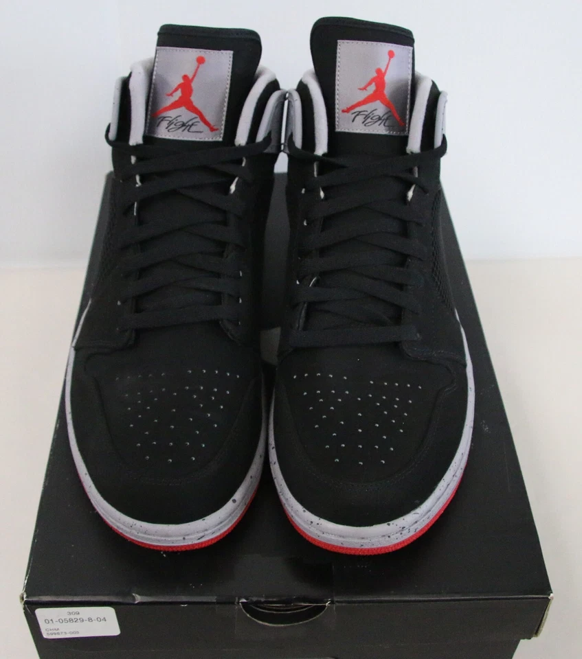 DS 2013 Nike Air Jordan 1 Retro 89 Negro Rojo Fuego Cemento Talla 12 599873-003 NUEVO Foto 2 de 4