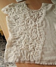 TREND LES COPAINS Maglia elegante lana con perline avorio taglia 44- woman shirt