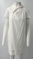 Versace Collection White Short Sleeve Tiered-Hem Cut-Out Shift Dress sz 42