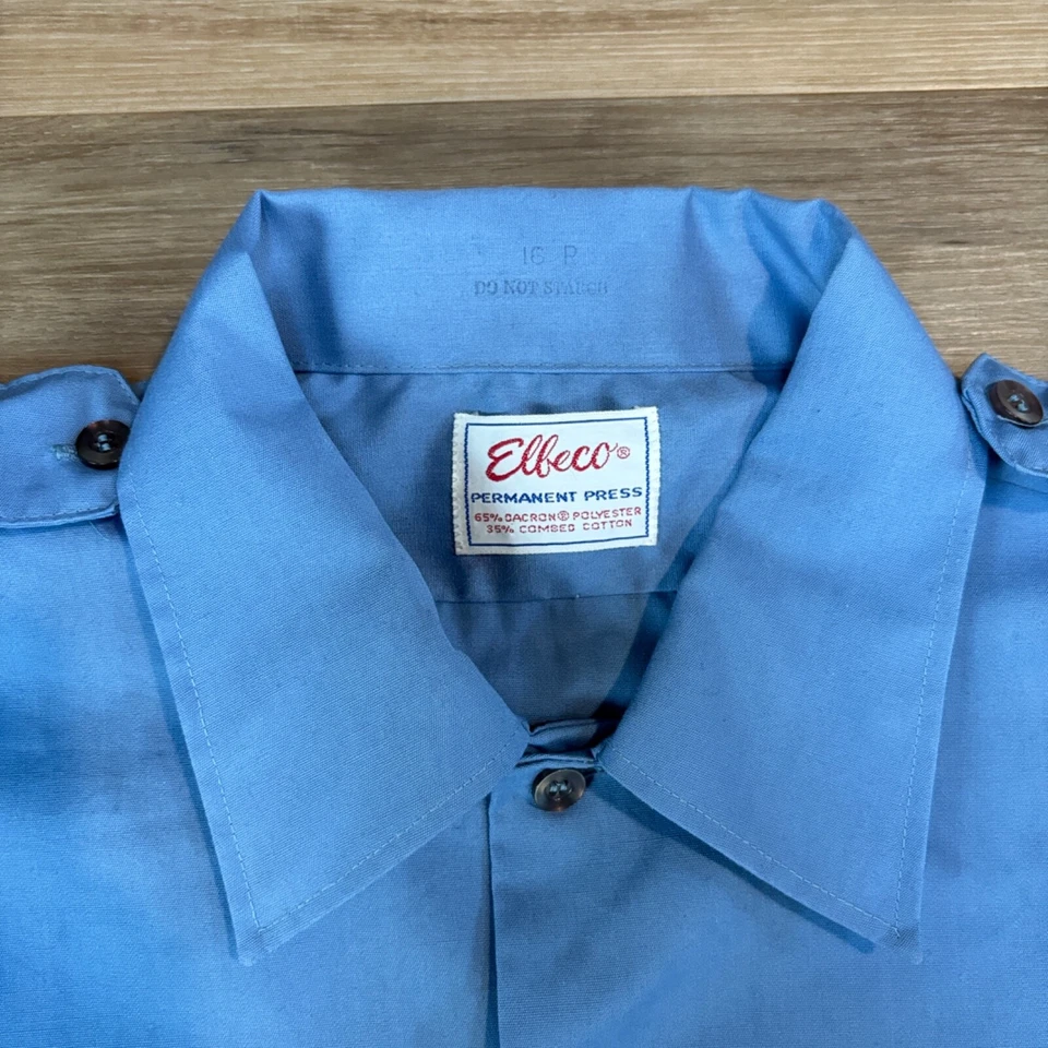 Camisa DE COLECCIÓN Elbeco Para Hombres 16 Grande Azul Uniforme de Trabajo EE. UU. 60 Unión Charreteras Foto 3 de 4