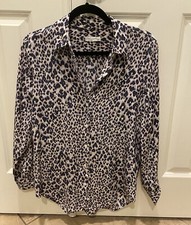 Equipment Silk Leopard Print Button Down Long Skeeve Womens Blouse Size XS