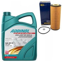 MotoröL Set 5W-30 Addinol 5 Liter + ÖLfilter SH 420 P FüR Audi Seat Skoda VW 1.9