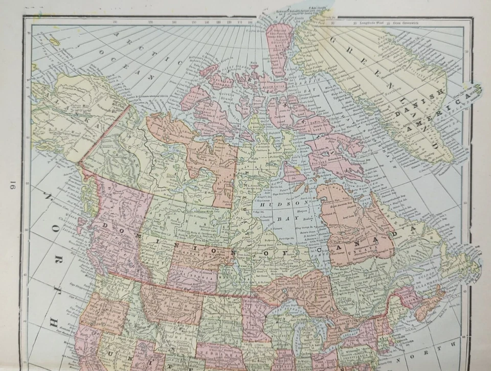Vintage 1902 NORTH AMERICA Map 14"x22" Old Antique Original CANADA MEXICO USA - Image 2 of 4