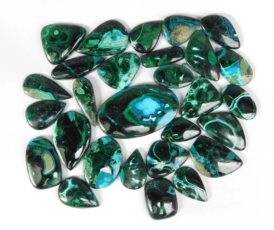 Azurite Malachite Wholesale Azurite Malachite Cabochon Lot - Shattuckite 71242 - Image 3 of 4