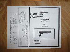 Crosman 130 137 Pistol Two O-Ring Seal Kits Exploded View Parts List Guide
