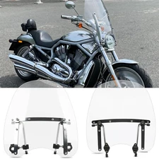 For Harley V Rod Night Rod 18"x16" Clear Motorcycle Windshield 7/8" 1" Handlebar