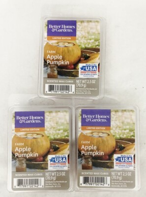 3 Better Homes Gardens FARM APPLE PUMPKIN Scented Wax Cube Melts Tarts 2.5oz