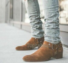 Handmade Men's Leather Brown Dress Fashion Stylish Formal and Casual Boots-560