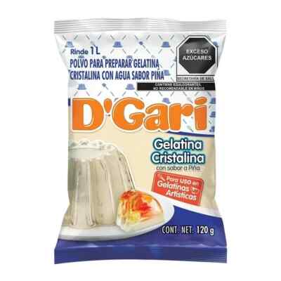 D'Gari~Water Gelatin Powder CLEAR Pineapple flavor~Gelatina Mexicana~Get 10/120g