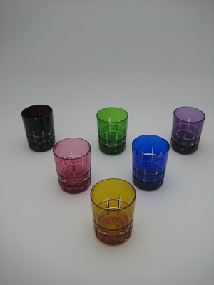 Set 6x Whiskey Whisky Glas Tumbler 200 ml Bleikristall Überfang handgeschliffen