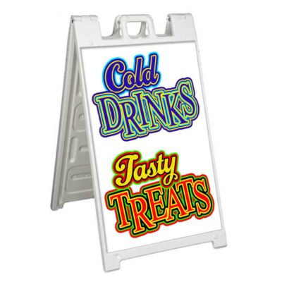 COLD DRINK TREATS Signicade 24x36 A Frame Plastic Sidewalk Sign CARNIVAL FOOD