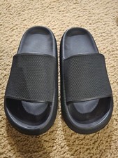 Black Slides, Slip On Sandals Women Comfort Shoe, Size 39-40