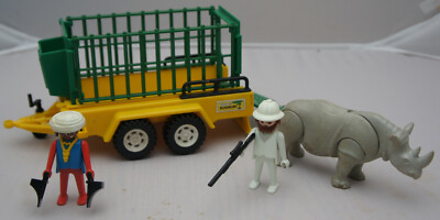 Playmobil boite 3529 vintage remorque de safari N'Gorongoro rhinocéros