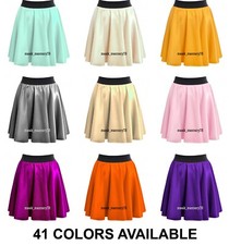 Short Satin Women's Swing Skirt Casual wear Belly Dance Ratro Skater Skirt S14
