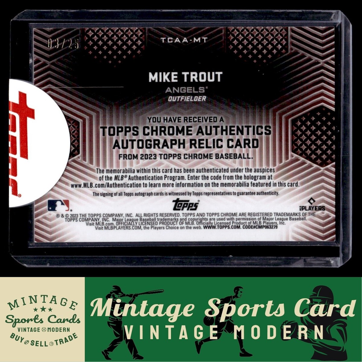 2023 Topps Chrome Mike Trout - Orange #/25 Auto & Game Used Mem
