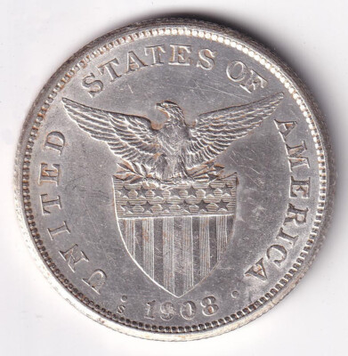 1908年発行のアメリカ統治下フィリピン「1ペソ」銀貨 308 1908年発行のアメリカ統治下フィリピン「1ペソ」銀貨 308 - メルカリ