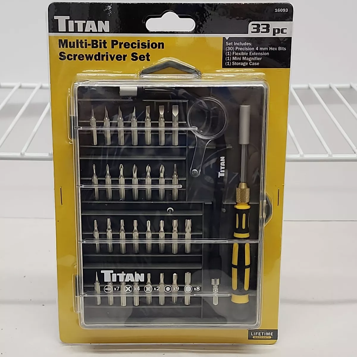 Titan 16093 33 Piece Multi Bit Precision Screwdriver Set. Silver Color Lifetime